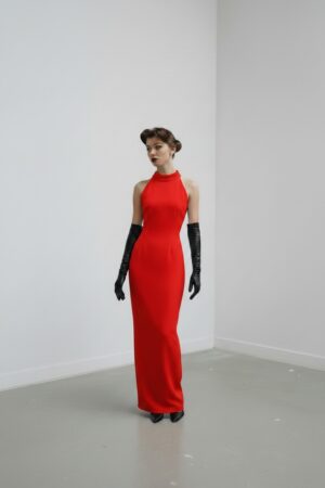 Valentina Slit Gown Uzun Kırmızı Elbise